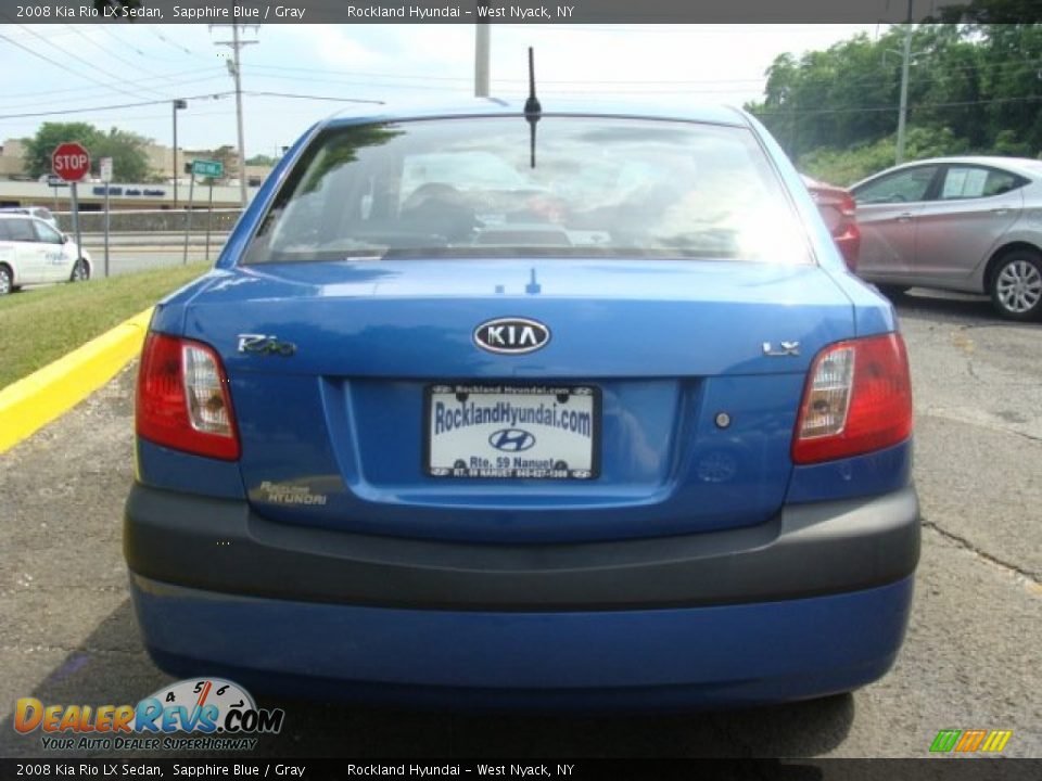 2008 Kia Rio LX Sedan Sapphire Blue / Gray Photo #5