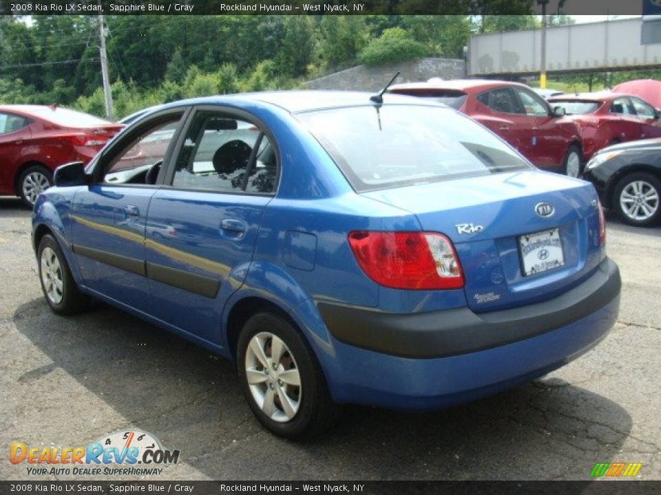 2008 Kia Rio LX Sedan Sapphire Blue / Gray Photo #6