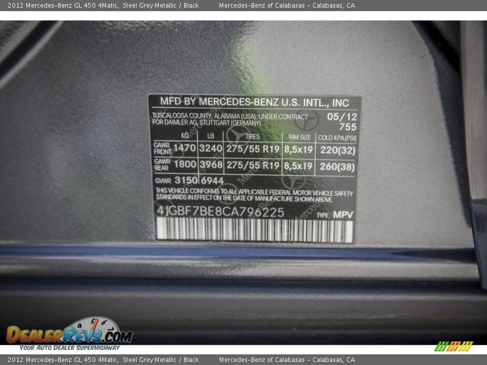 2012 Mercedes-Benz GL 450 4Matic Steel Grey Metallic / Black Photo #20