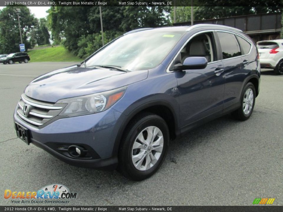 2012 Honda CR-V EX-L 4WD Twilight Blue Metallic / Beige Photo #2