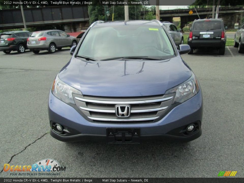 2012 Honda CR-V EX-L 4WD Twilight Blue Metallic / Beige Photo #3