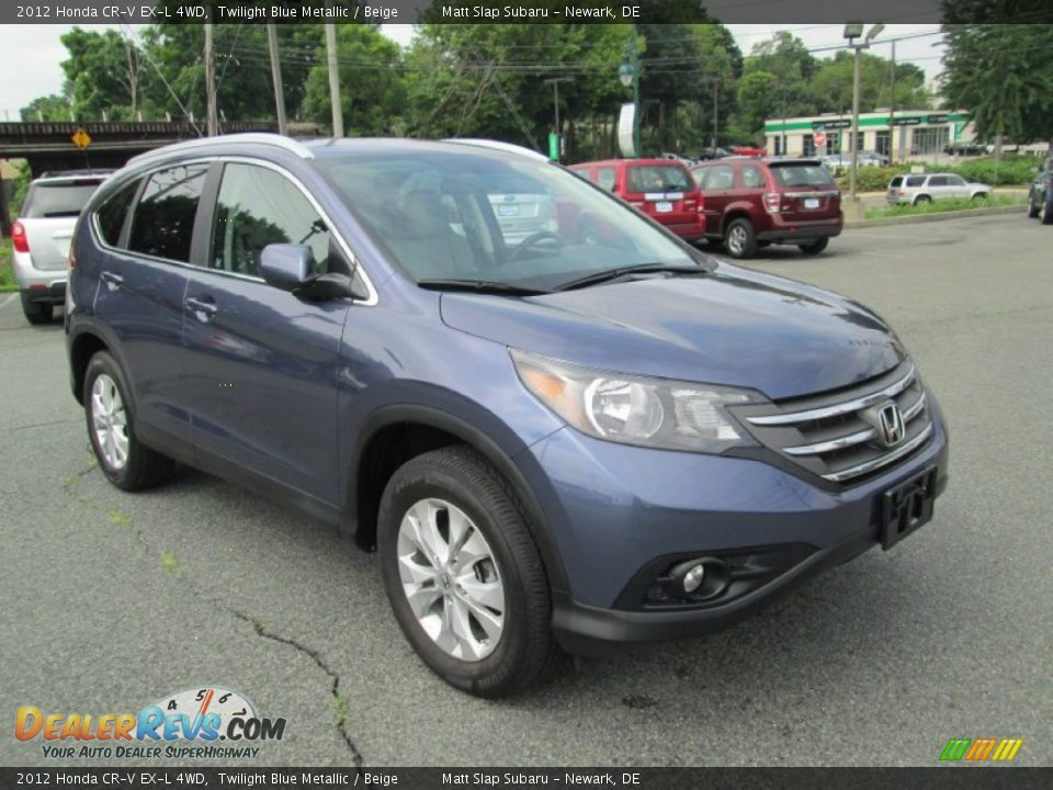 2012 Honda CR-V EX-L 4WD Twilight Blue Metallic / Beige Photo #4