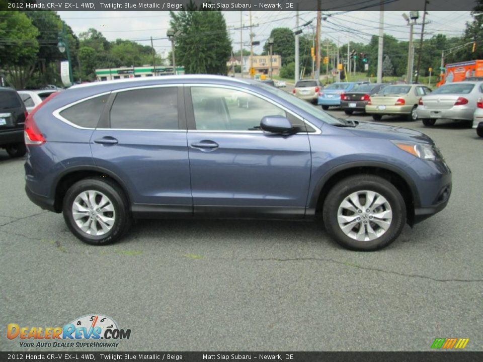 2012 Honda CR-V EX-L 4WD Twilight Blue Metallic / Beige Photo #5