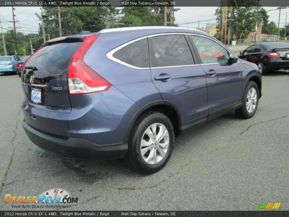 2012 Honda CR-V EX-L 4WD Twilight Blue Metallic / Beige Photo #6