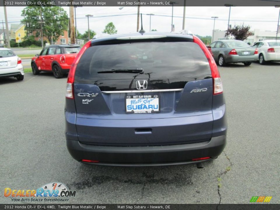 2012 Honda CR-V EX-L 4WD Twilight Blue Metallic / Beige Photo #7