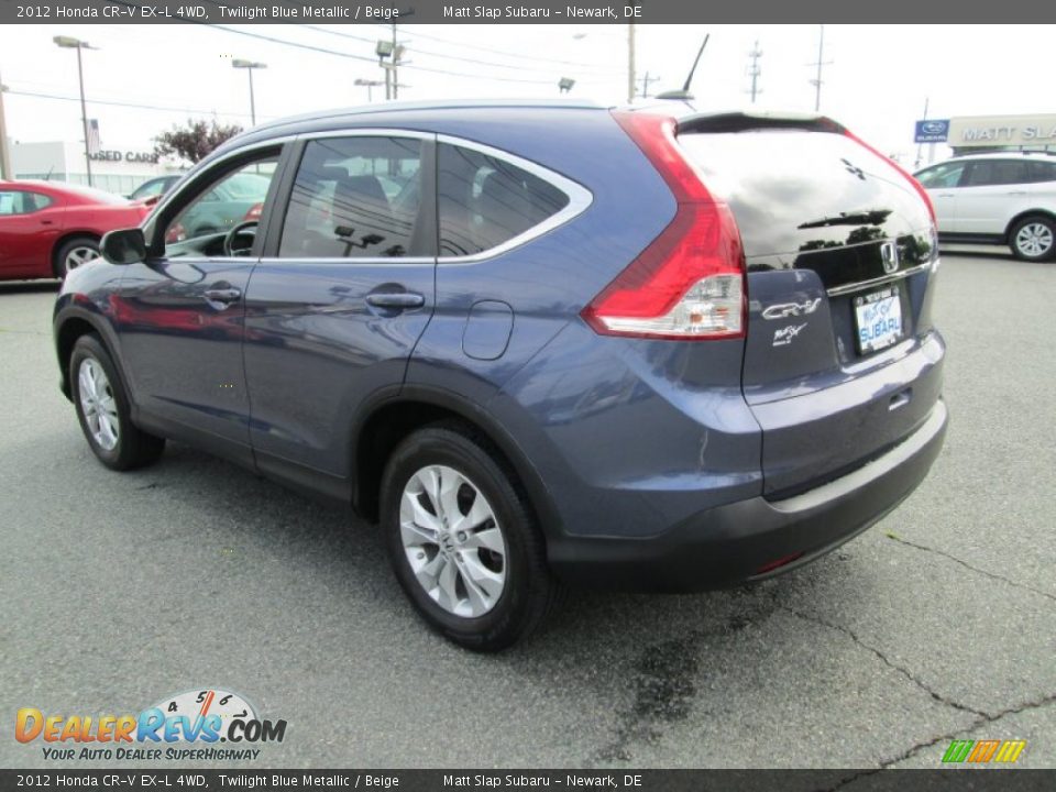 2012 Honda CR-V EX-L 4WD Twilight Blue Metallic / Beige Photo #8