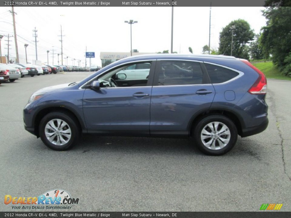 2012 Honda CR-V EX-L 4WD Twilight Blue Metallic / Beige Photo #9