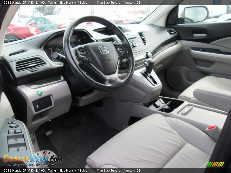 2012 Honda CR-V EX-L 4WD Twilight Blue Metallic / Beige Photo #10