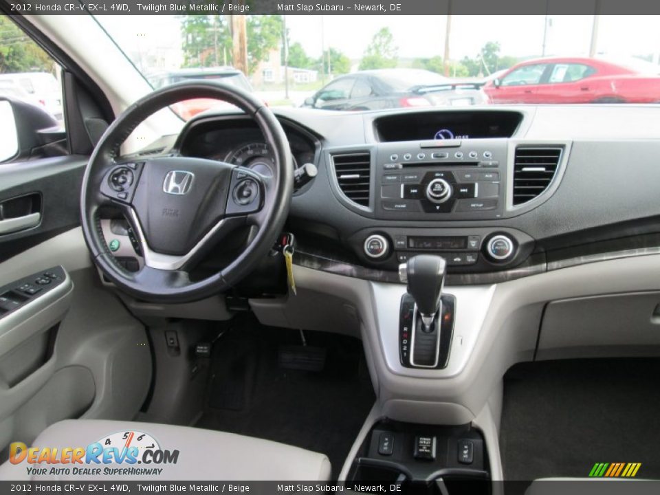 2012 Honda CR-V EX-L 4WD Twilight Blue Metallic / Beige Photo #16