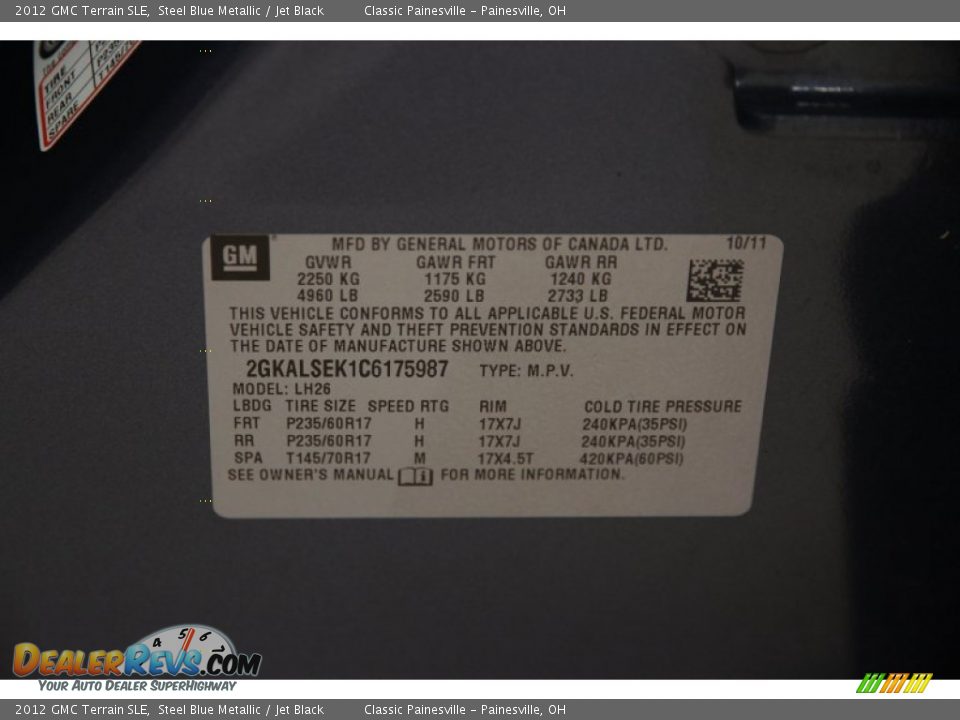 2012 GMC Terrain SLE Steel Blue Metallic / Jet Black Photo #18