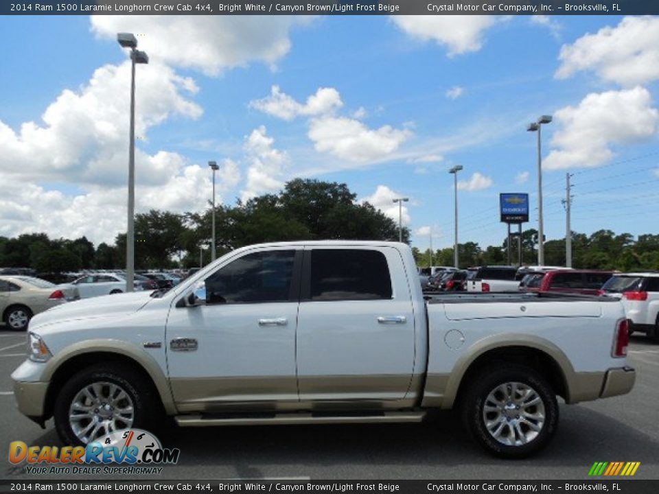 2014 Ram 1500 Laramie Longhorn Crew Cab 4x4 Bright White / Canyon Brown/Light Frost Beige Photo #2