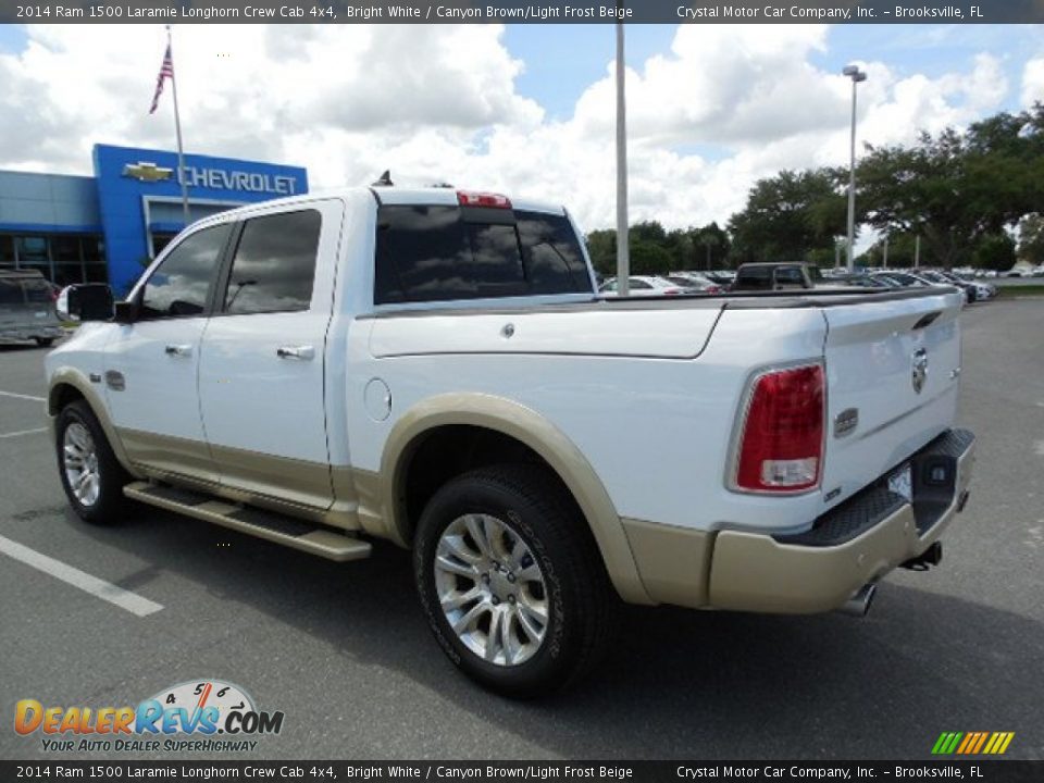 2014 Ram 1500 Laramie Longhorn Crew Cab 4x4 Bright White / Canyon Brown/Light Frost Beige Photo #3