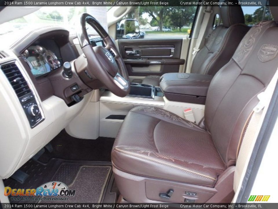 2014 Ram 1500 Laramie Longhorn Crew Cab 4x4 Bright White / Canyon Brown/Light Frost Beige Photo #4