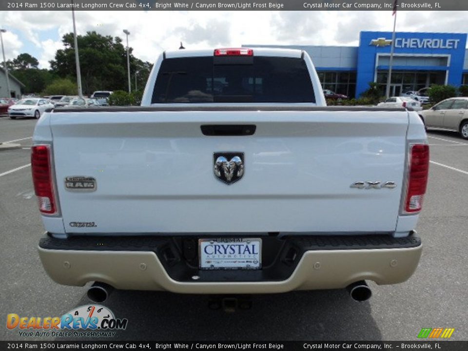 2014 Ram 1500 Laramie Longhorn Crew Cab 4x4 Bright White / Canyon Brown/Light Frost Beige Photo #7