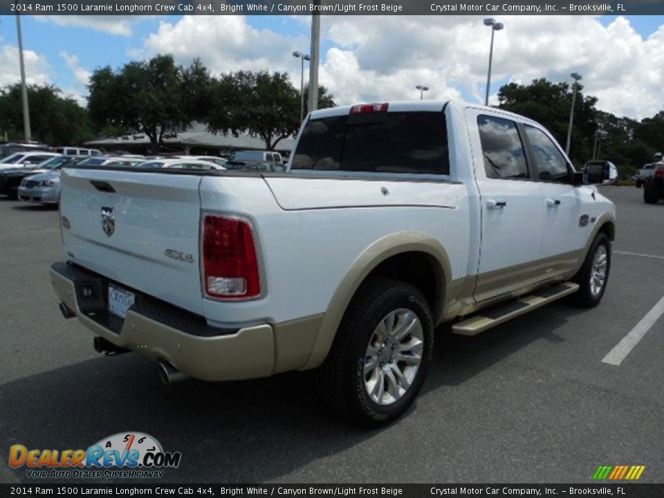 2014 Ram 1500 Laramie Longhorn Crew Cab 4x4 Bright White / Canyon Brown/Light Frost Beige Photo #8