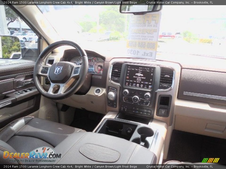 2014 Ram 1500 Laramie Longhorn Crew Cab 4x4 Bright White / Canyon Brown/Light Frost Beige Photo #11