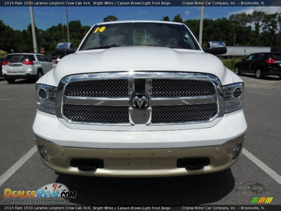 2014 Ram 1500 Laramie Longhorn Crew Cab 4x4 Bright White / Canyon Brown/Light Frost Beige Photo #13
