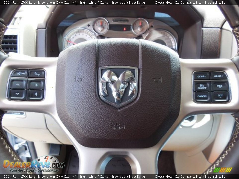 2014 Ram 1500 Laramie Longhorn Crew Cab 4x4 Bright White / Canyon Brown/Light Frost Beige Photo #23