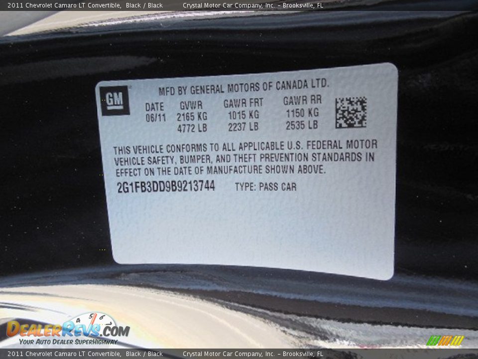 2011 Chevrolet Camaro LT Convertible Black / Black Photo #22