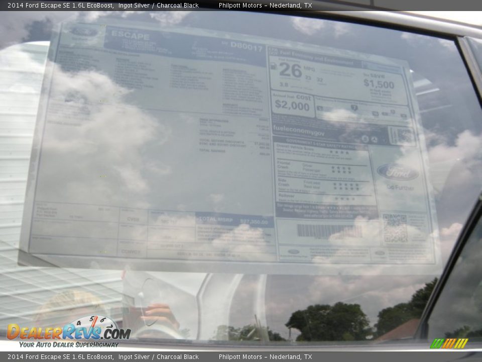 2014 Ford Escape SE 1.6L EcoBoost Ingot Silver / Charcoal Black Photo #32