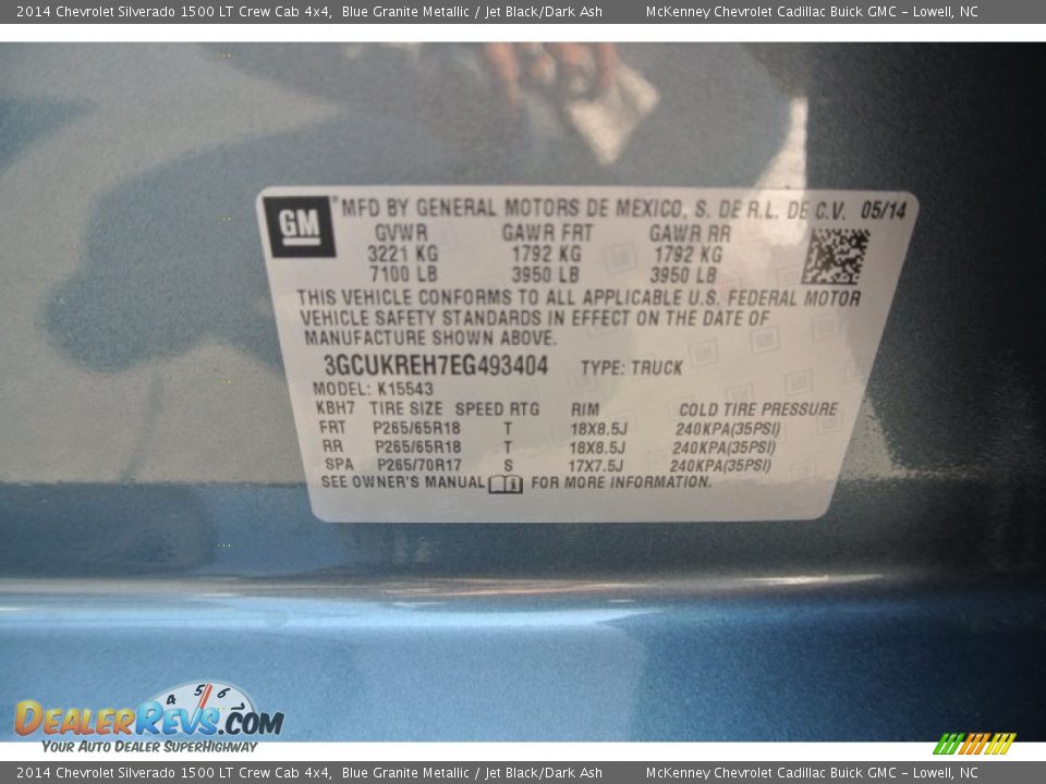 2014 Chevrolet Silverado 1500 LT Crew Cab 4x4 Blue Granite Metallic / Jet Black/Dark Ash Photo #7