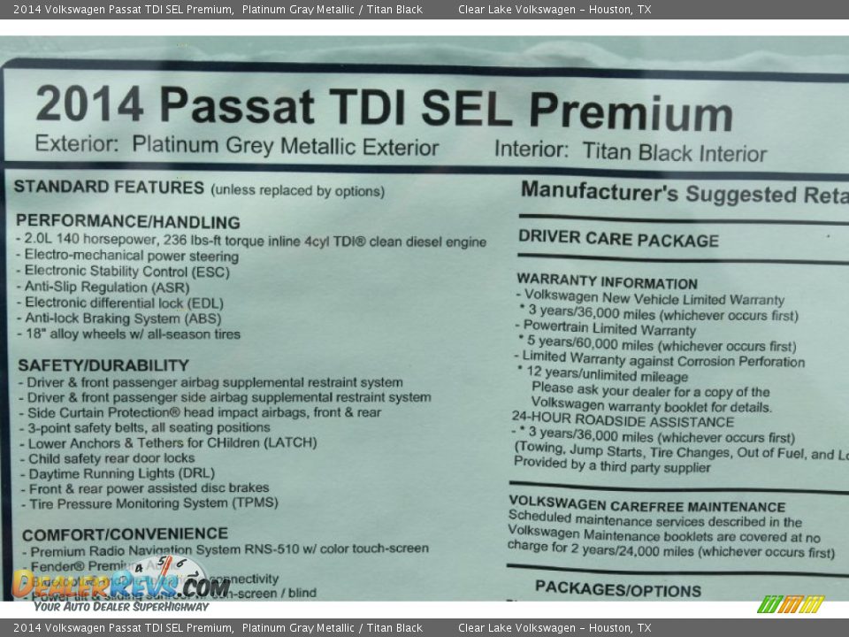 2014 Volkswagen Passat TDI SEL Premium Platinum Gray Metallic / Titan Black Photo #32