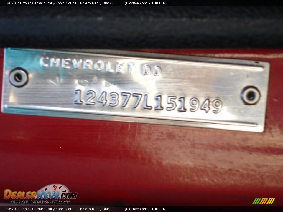 1967 Chevrolet Camaro Rally Sport Coupe Bolero Red / Black Photo #25