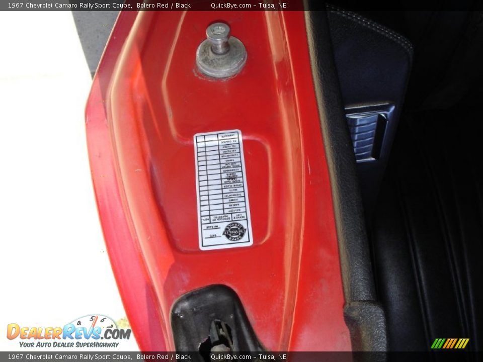 1967 Chevrolet Camaro Rally Sport Coupe Bolero Red / Black Photo #26