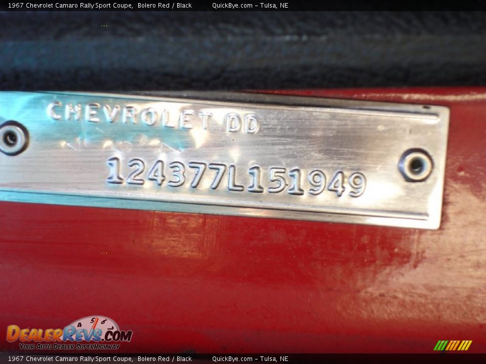 1967 Chevrolet Camaro Rally Sport Coupe Bolero Red / Black Photo #27