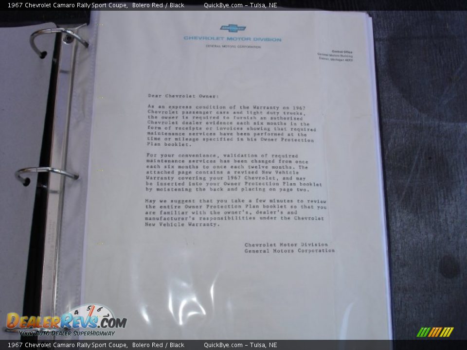 1967 Chevrolet Camaro Rally Sport Coupe Bolero Red / Black Photo #30
