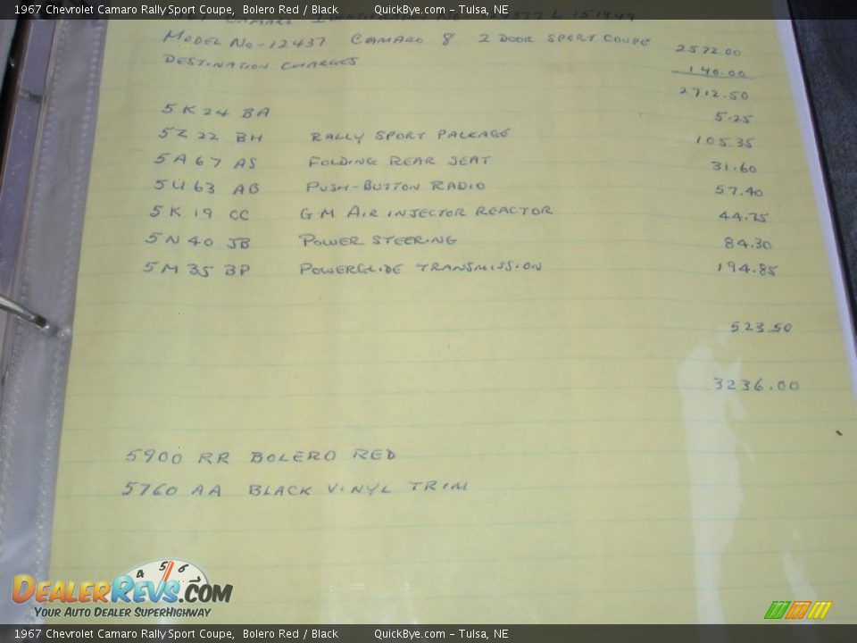 1967 Chevrolet Camaro Rally Sport Coupe Bolero Red / Black Photo #32