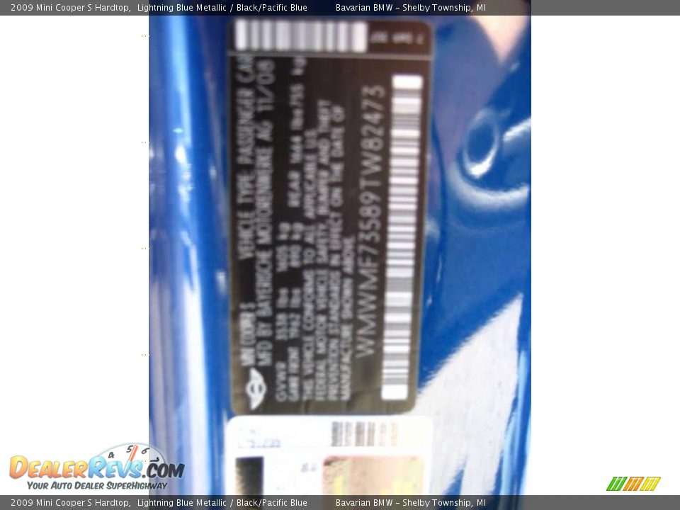 2009 Mini Cooper S Hardtop Lightning Blue Metallic / Black/Pacific Blue Photo #12