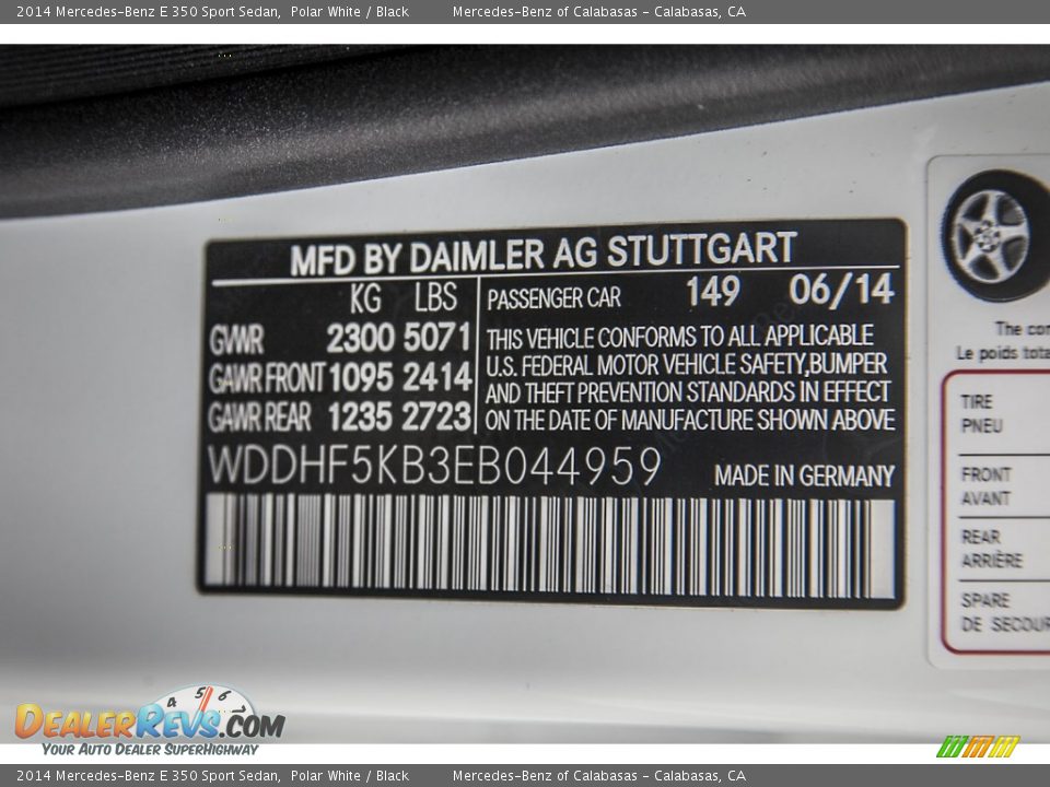 2014 Mercedes-Benz E 350 Sport Sedan Polar White / Black Photo #7