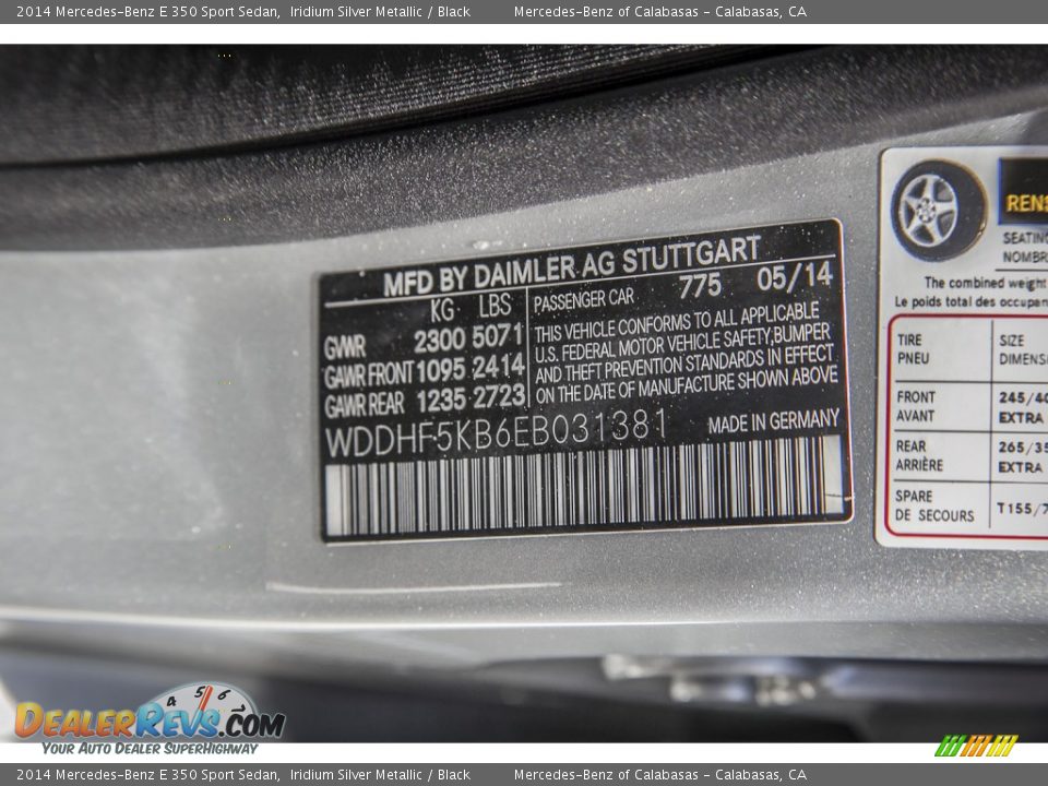 2014 Mercedes-Benz E 350 Sport Sedan Iridium Silver Metallic / Black Photo #7