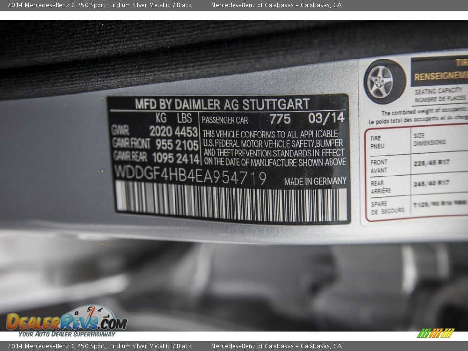 2014 Mercedes-Benz C 250 Sport Iridium Silver Metallic / Black Photo #7
