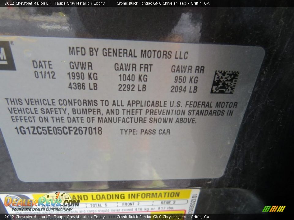 2012 Chevrolet Malibu LT Taupe Gray Metallic / Ebony Photo #24