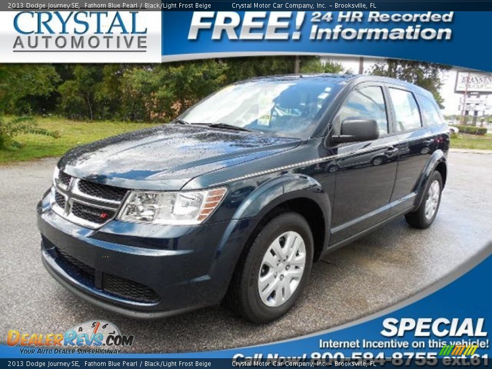 2013 Dodge Journey SE Fathom Blue Pearl / Black/Light Frost Beige Photo #1