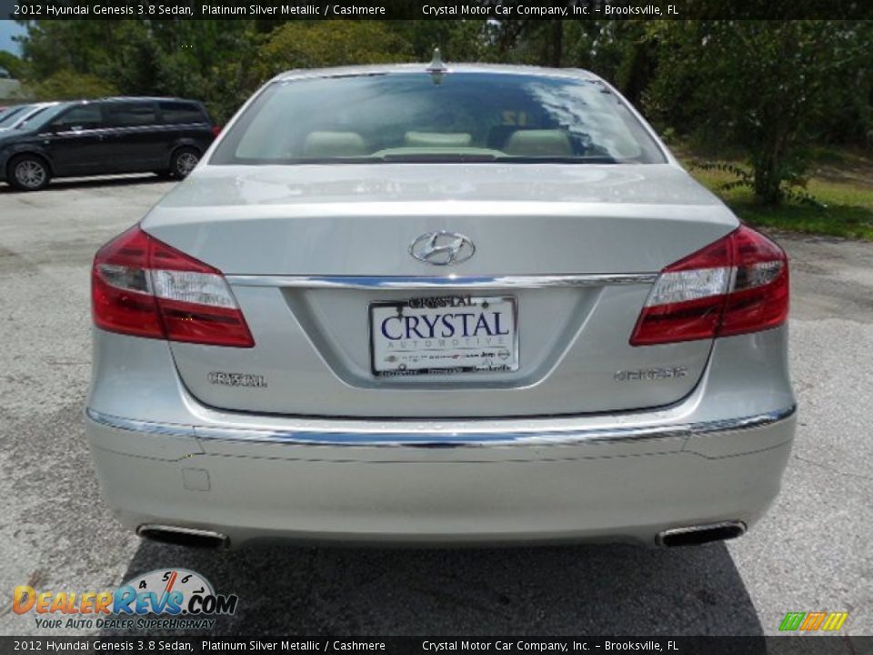 2012 Hyundai Genesis 3.8 Sedan Platinum Silver Metallic / Cashmere Photo #7