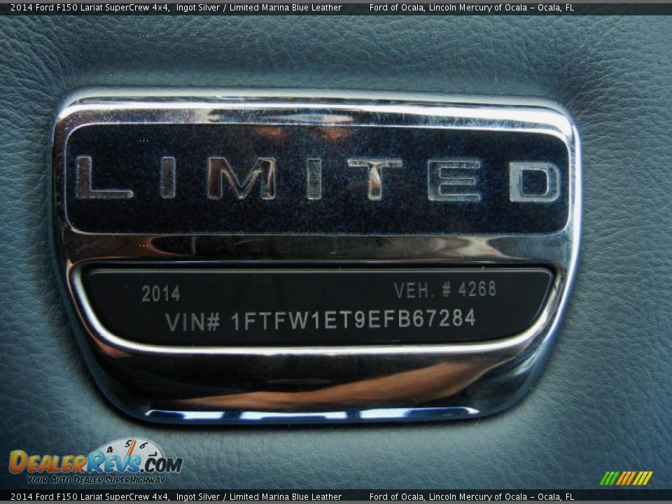 2014 Ford F150 Lariat SuperCrew 4x4 Ingot Silver / Limited Marina Blue Leather Photo #14