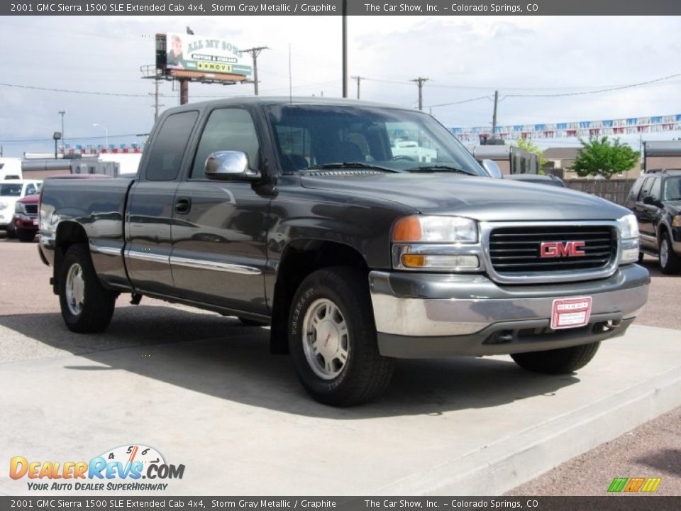 2001 GMC Sierra 1500 SLE Extended Cab 4x4 Storm Gray Metallic / Graphite Photo #14