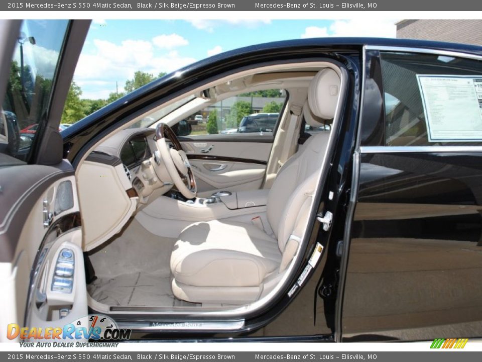 2015 Mercedes-Benz S 550 4Matic Sedan Black / Silk Beige/Espresso Brown Photo #4