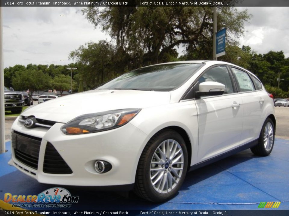 2014 Ford Focus Titanium Hatchback White Platinum / Charcoal Black Photo #1