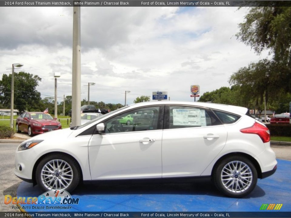 2014 Ford Focus Titanium Hatchback White Platinum / Charcoal Black Photo #2