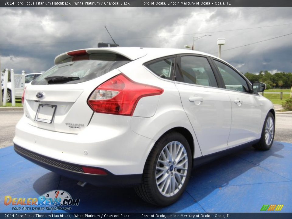 2014 Ford Focus Titanium Hatchback White Platinum / Charcoal Black Photo #3