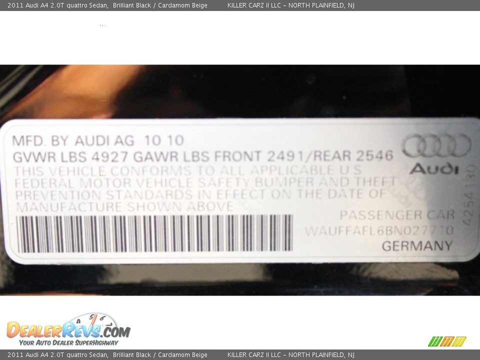 2011 Audi A4 2.0T quattro Sedan Brilliant Black / Cardamom Beige Photo #35