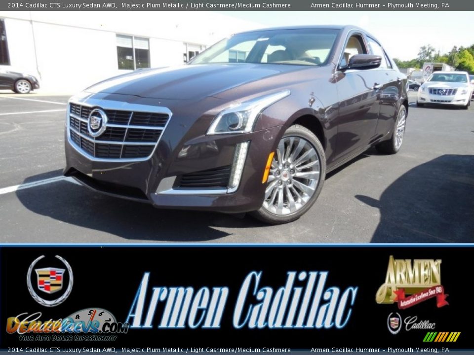 2014 Cadillac CTS Luxury Sedan AWD Majestic Plum Metallic / Light Cashmere/Medium Cashmere Photo #1