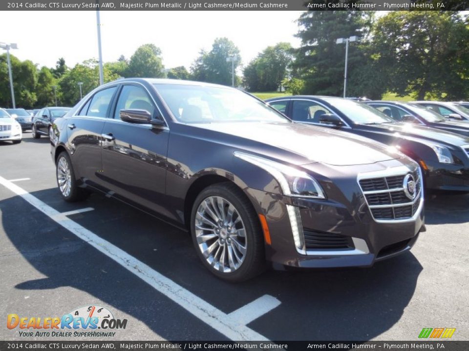 2014 Cadillac CTS Luxury Sedan AWD Majestic Plum Metallic / Light Cashmere/Medium Cashmere Photo #3