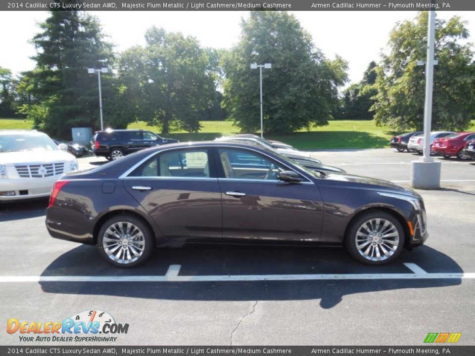 2014 Cadillac CTS Luxury Sedan AWD Majestic Plum Metallic / Light Cashmere/Medium Cashmere Photo #4