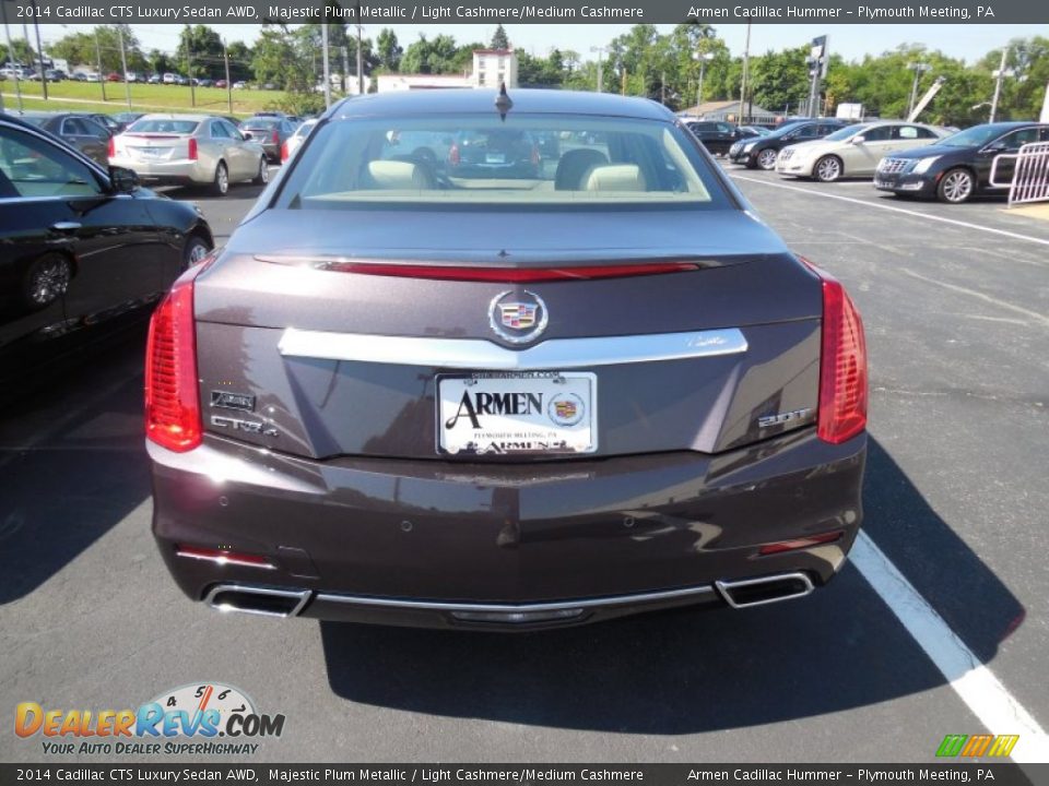 2014 Cadillac CTS Luxury Sedan AWD Majestic Plum Metallic / Light Cashmere/Medium Cashmere Photo #6