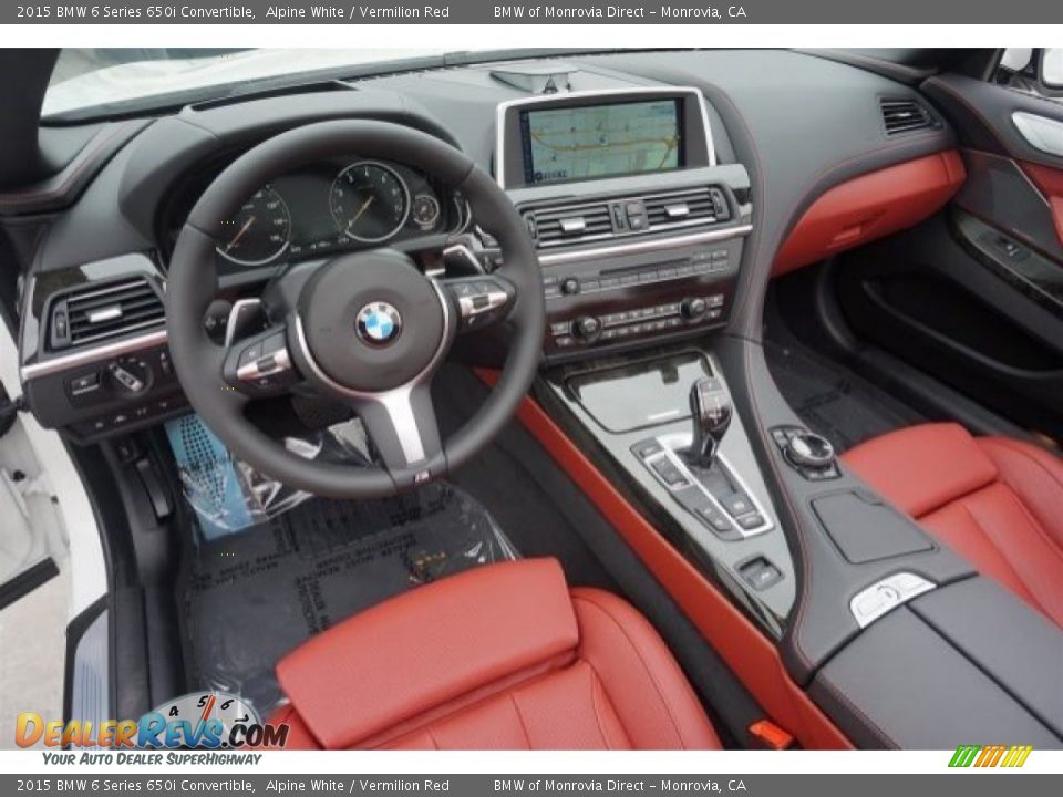 Vermilion Red Interior - 2015 BMW 6 Series 650i Convertible Photo #7